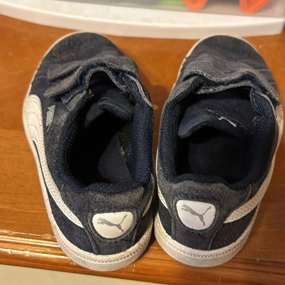 Puma Kids Navy Suede Sneakers with White Formstripe